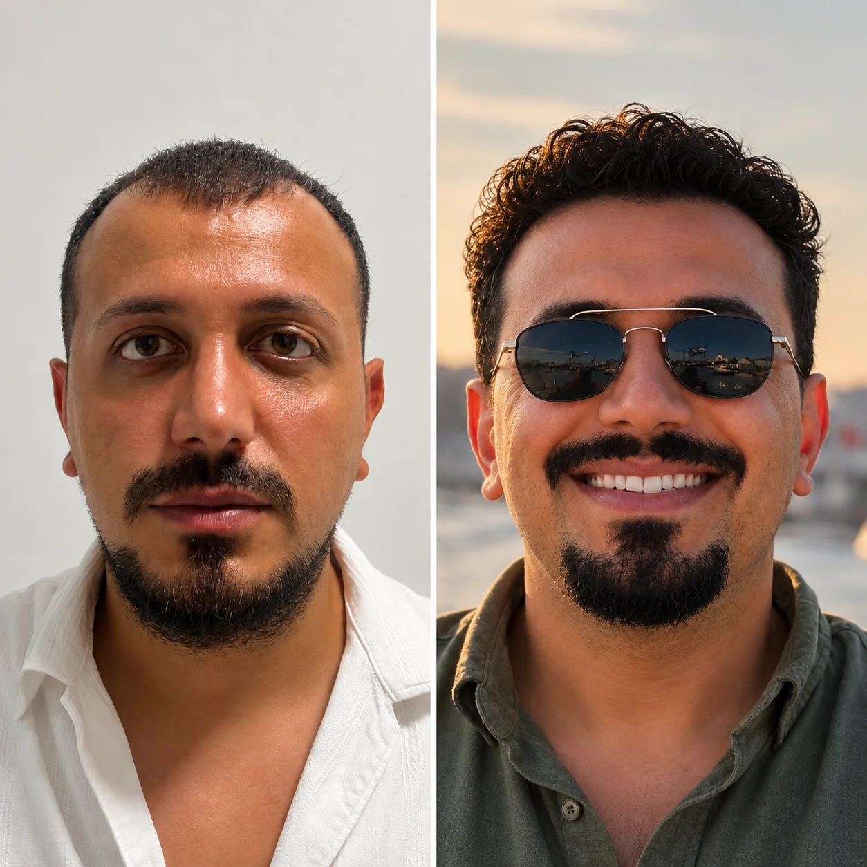 Hair transplant before and after comparison photo 14