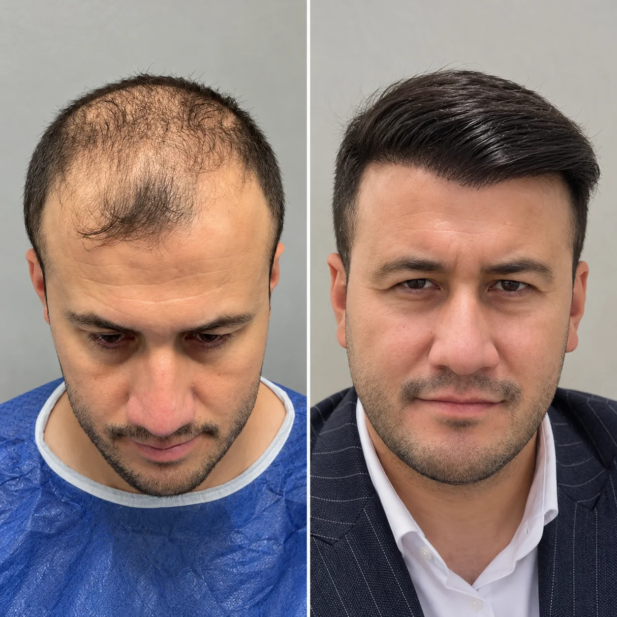 Hair transplant before and after comparison photo 7