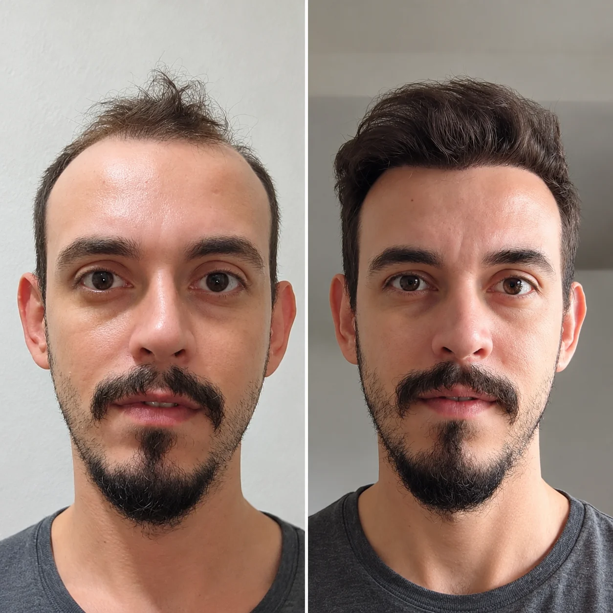 Hair transplant before and after comparison photo 17