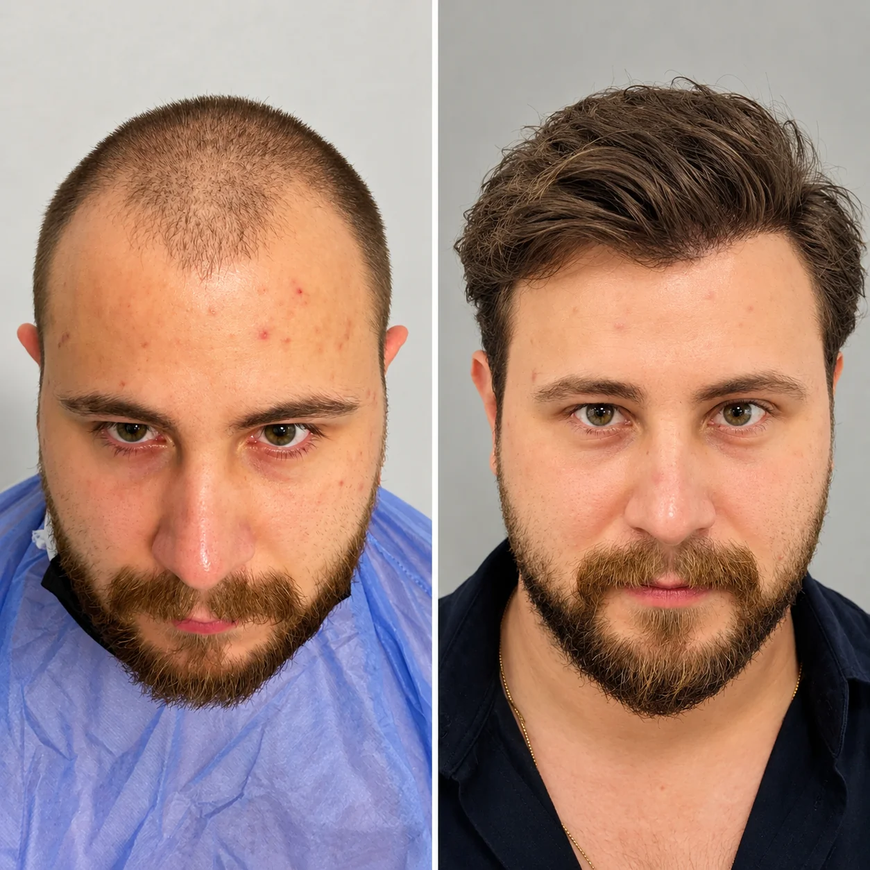 Hair transplant before and after comparison photo 9