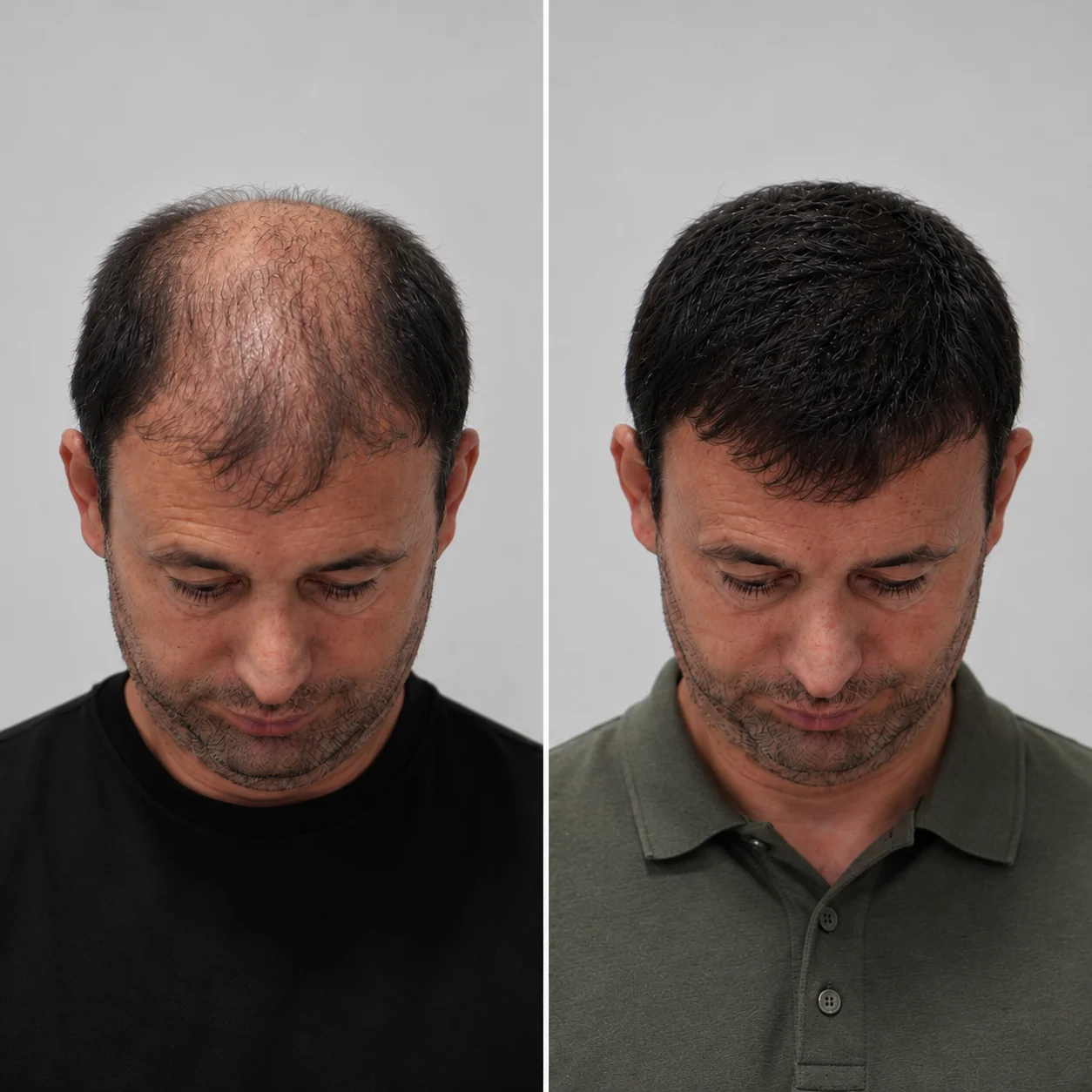Hair transplant before and after comparison photo 12