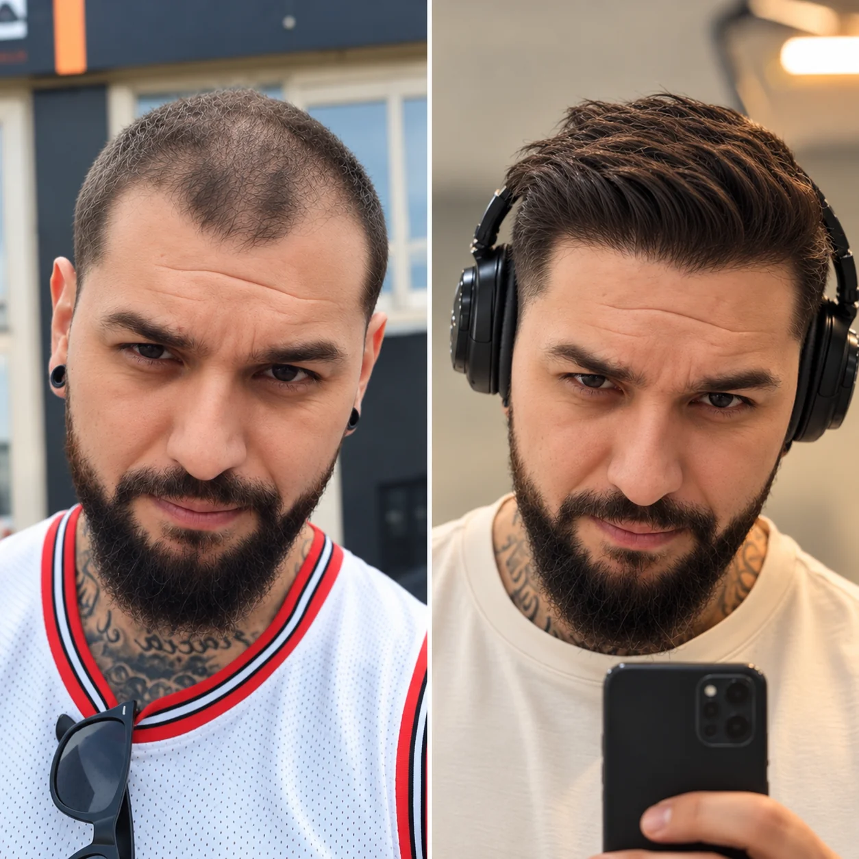 Hair transplant before and after comparison photo 13
