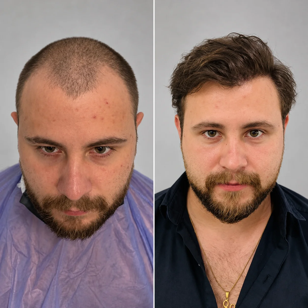 Hair transplant before and after comparison photo 10
