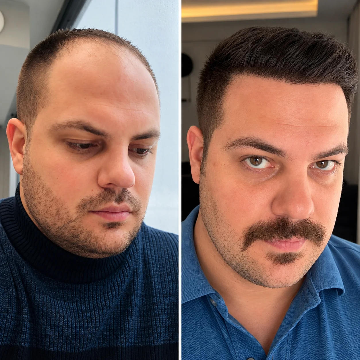 Hair transplant before and after comparison photo 6