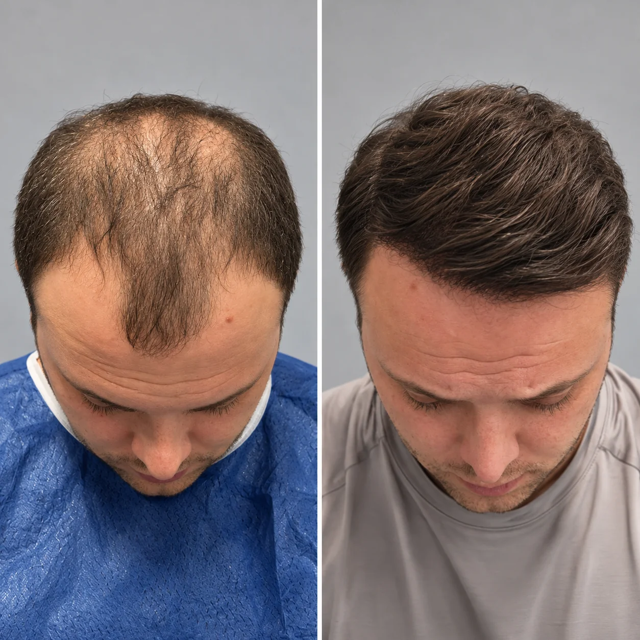Hair transplant before and after comparison photo 11
