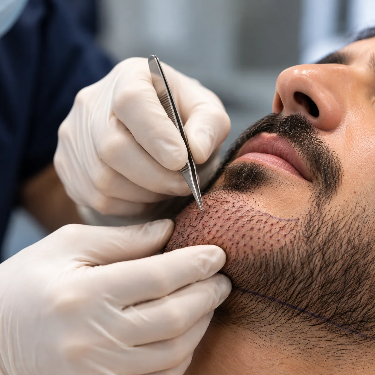 Beard transplant procedure photo