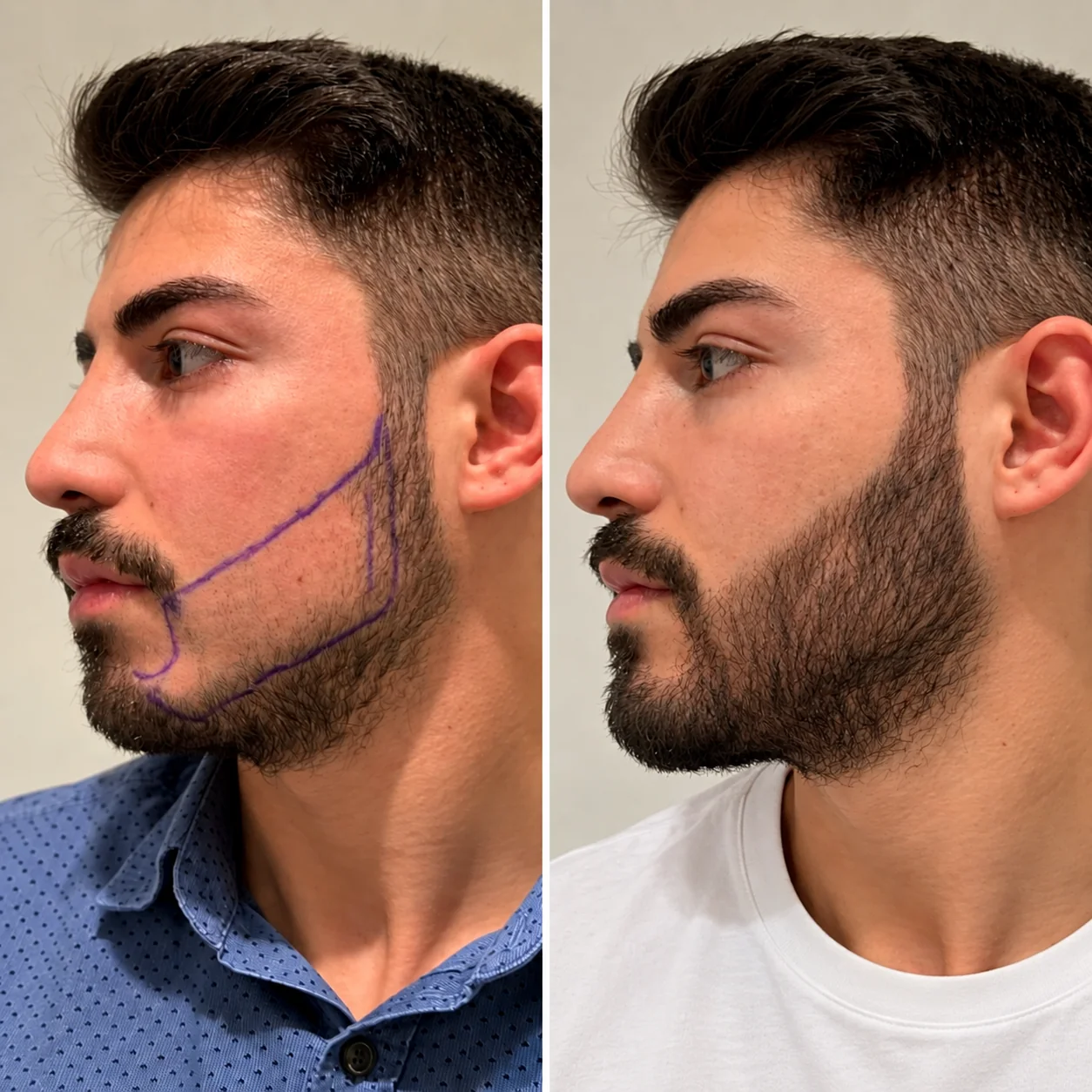 Beard transplant before and after comparison photo 3
